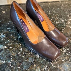 90s Ralph Lauren Purple Label Italian‎ Mod Loafer Brown Heel size 7.5 NWOT R